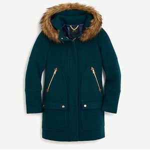 J. Crew Midnight Green chateau parka in Italian stadium-cloth wool. Size P00.